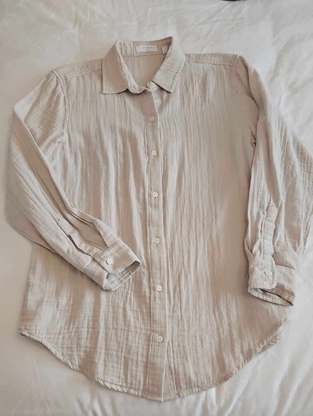Aritzia Little Moon Gauze Cotton Sail Button-Down Shirt